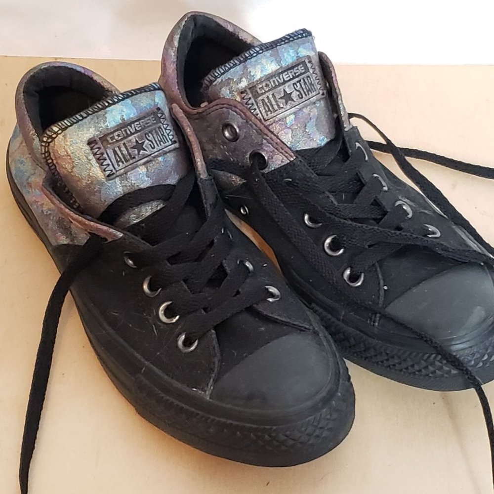 Converse All Star Black Metallic Low Top Lace Up Womens 9